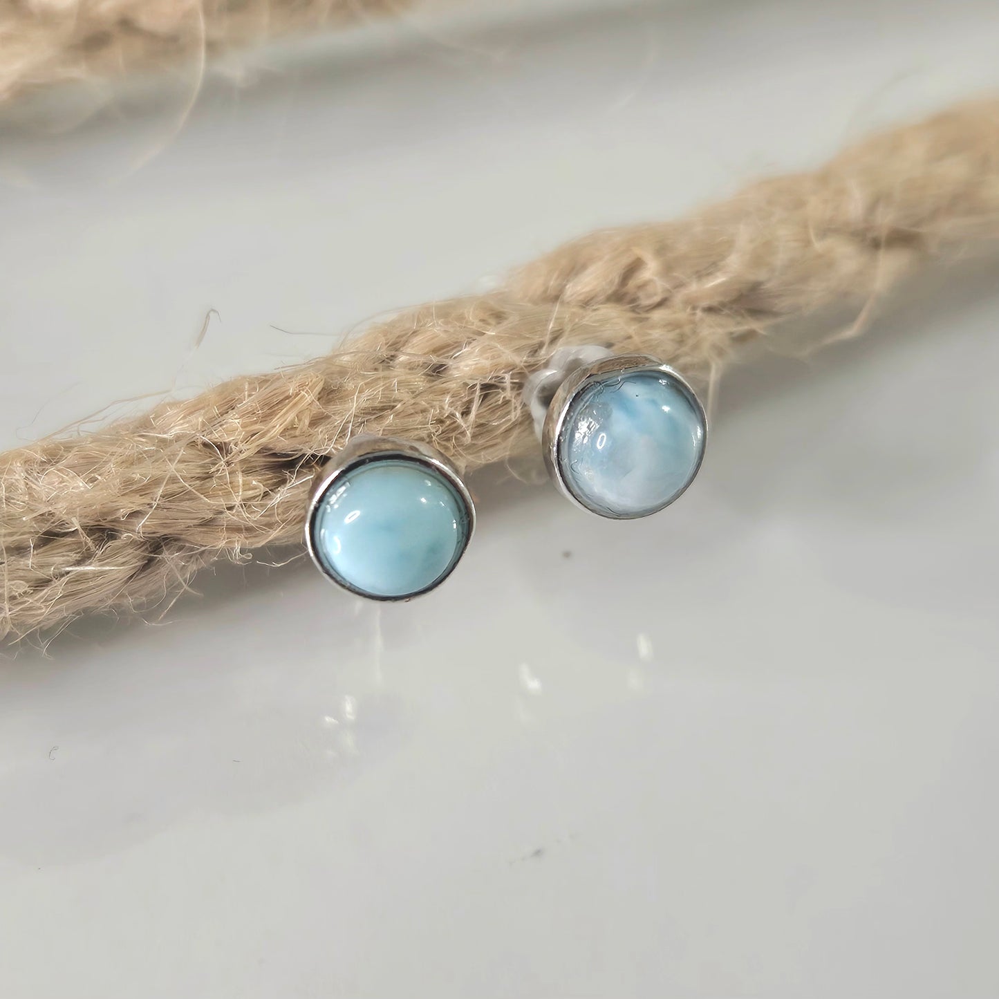 Pendientes de Larimar en Plata de Ley