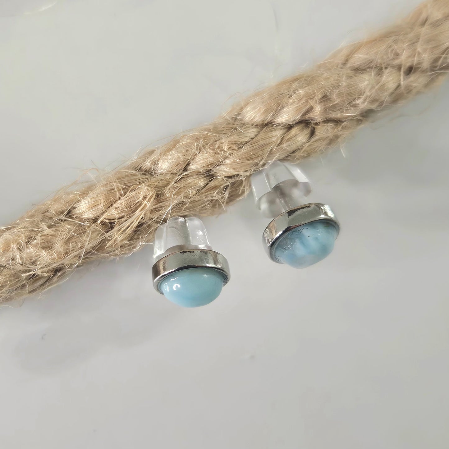 Pendientes de Larimar en Plata de Ley