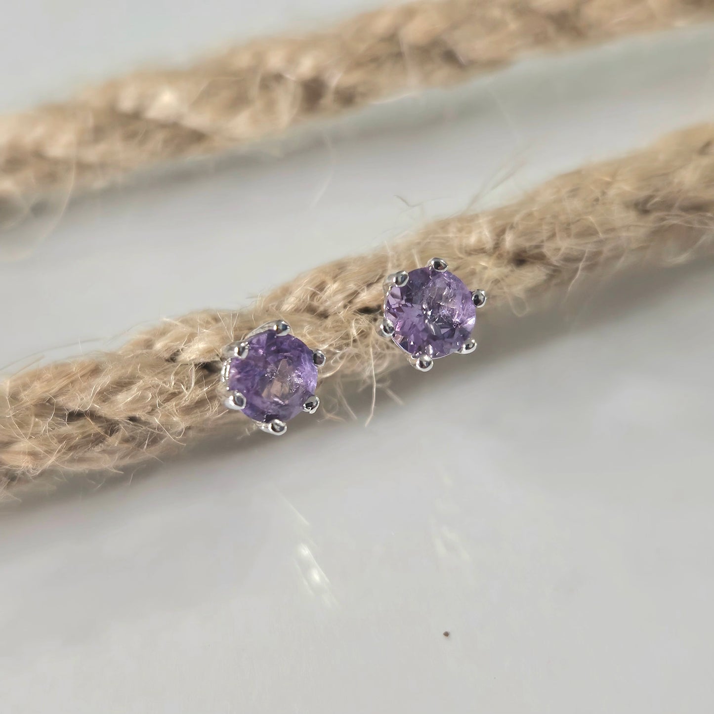 Pendientes Amatista en Plata de Ley