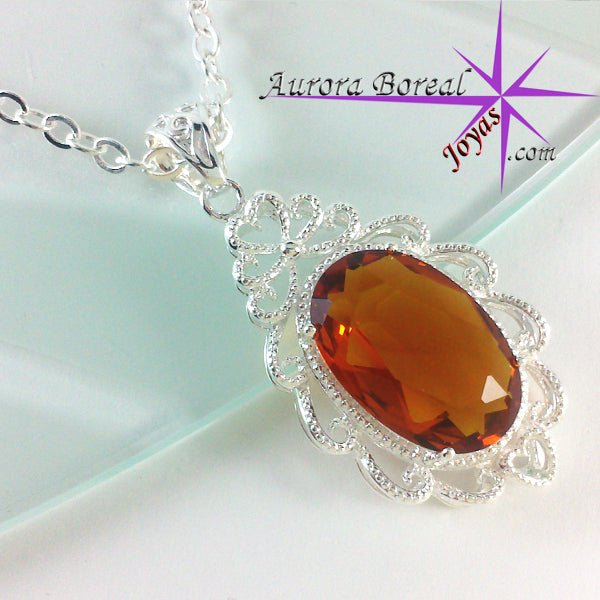Colgante cristal citrino bañado en plata - Aurora Boreal