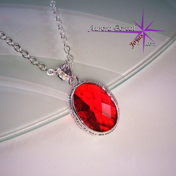 Colgante cristal rojo bañado en plata - Aurora Boreal