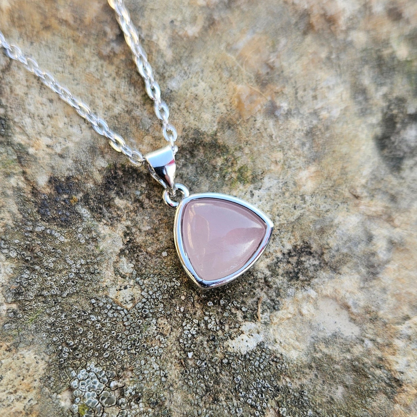 Colgante Cuarzo Rosa en Plata de Ley - Aurora Boreal