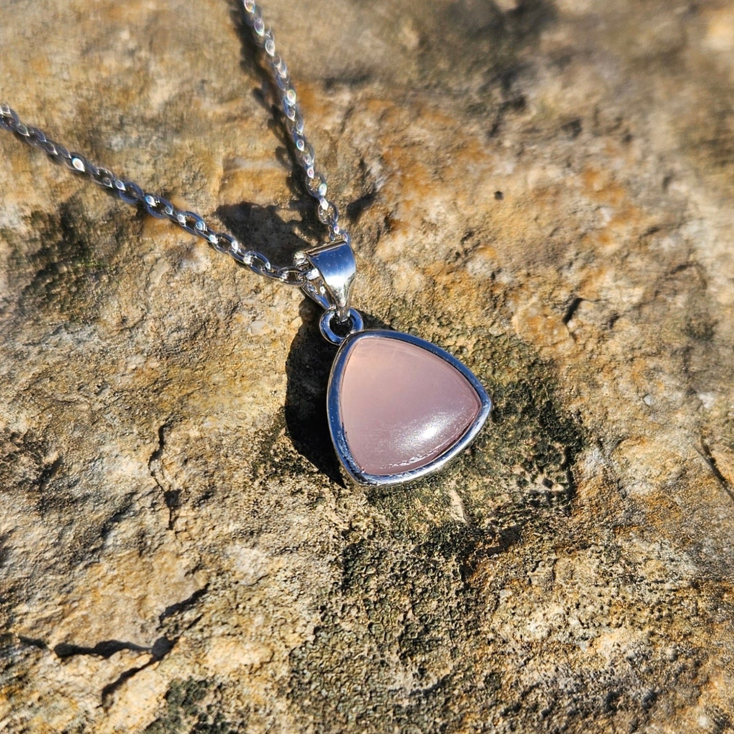 Colgante Cuarzo Rosa en Plata de Ley - Aurora Boreal
