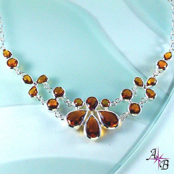 Collar bañado en plata cristal citrino - Aurora Boreal