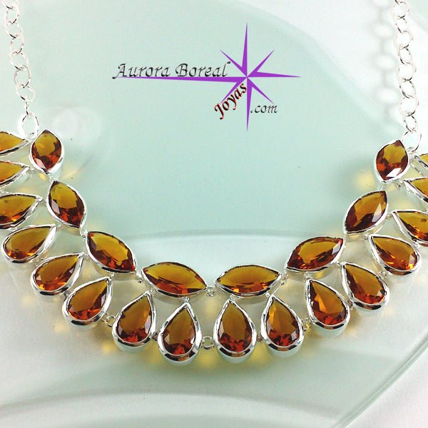 Collar cristal citrino bañado en plata - Aurora Boreal