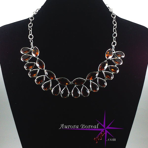 Collar cristal citrino bañado en plata - Aurora Boreal