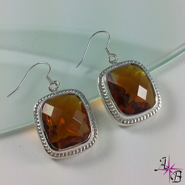 Pendientes cristal citrino bañados en plata - Aurora Boreal