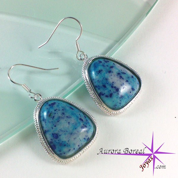 Pendientes piedra azul bañados en plata - Aurora Boreal
