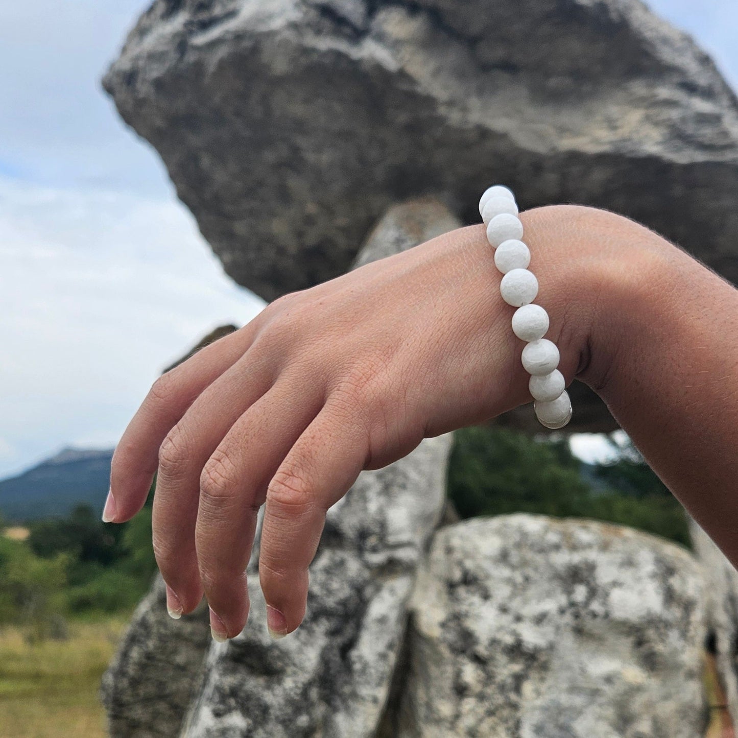 Pulsera Cuarzo blanco lechoso - Aurora Boreal
