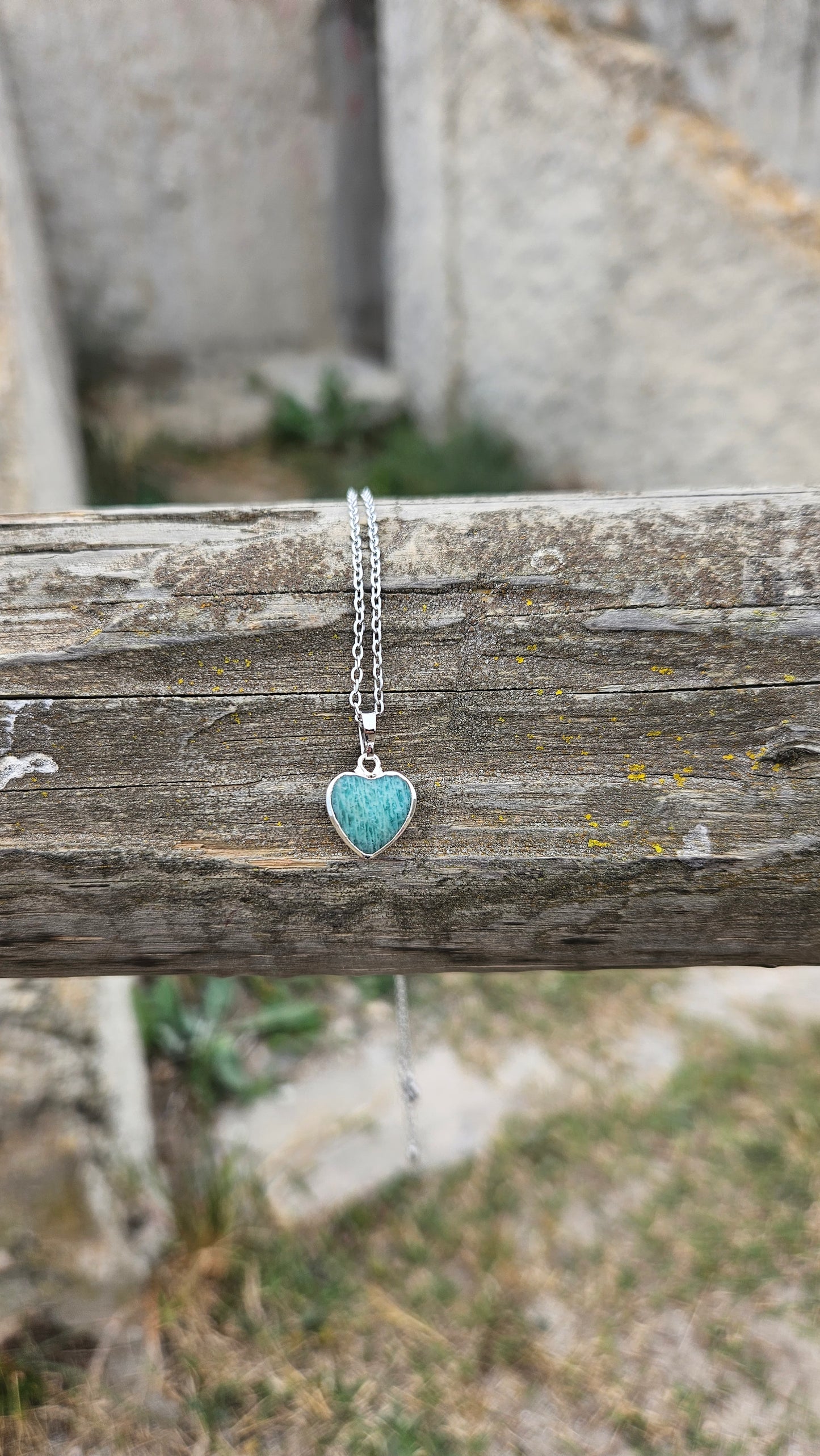Colgante corazón de Amazonita en Plata de Ley