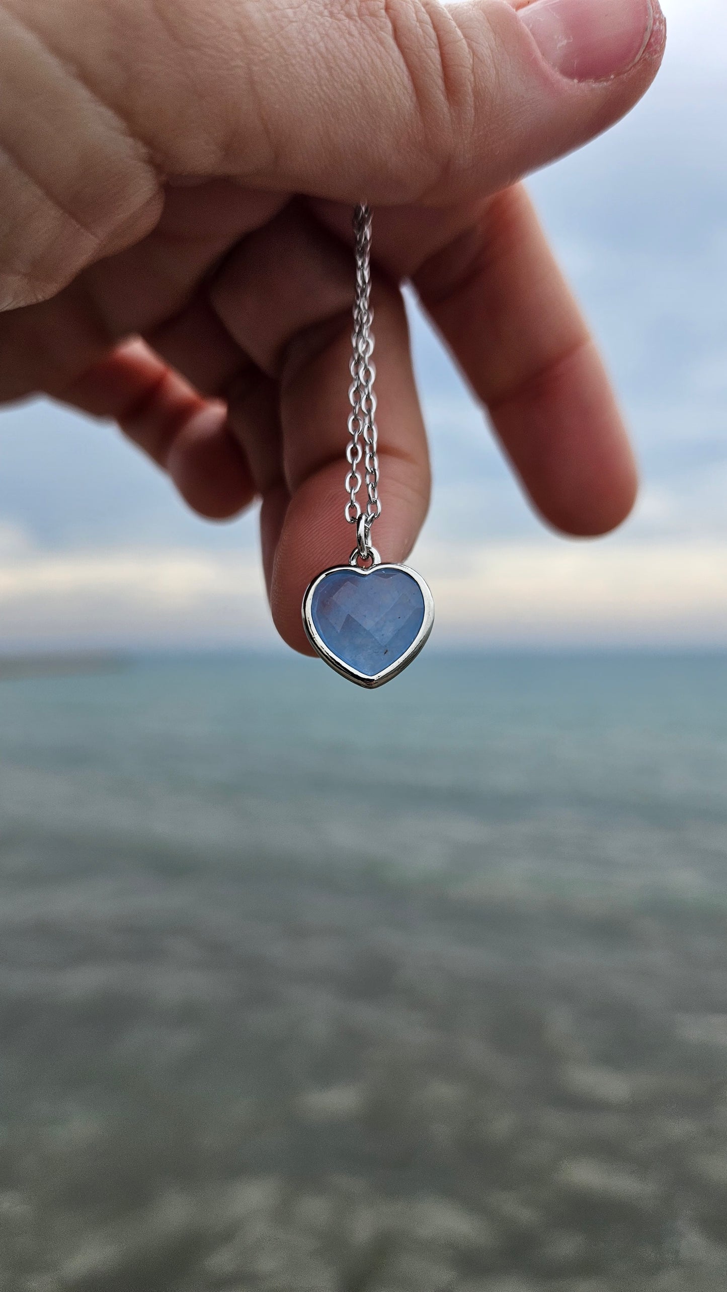 Colgante corazón Aguamarina en Plata de Ley
