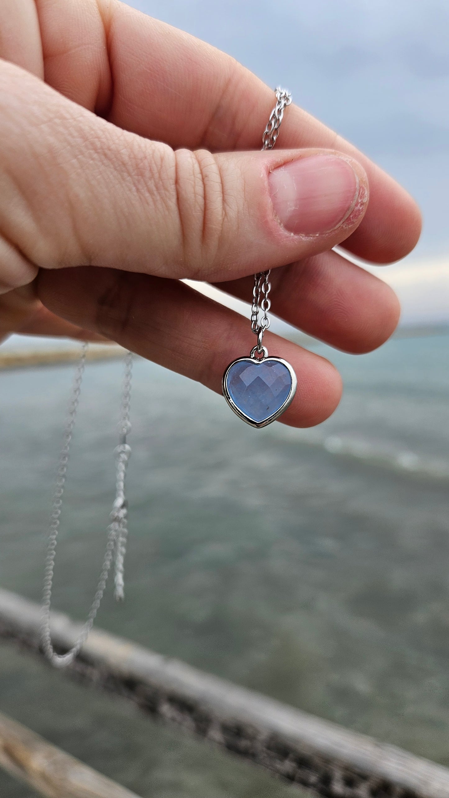 Colgante corazón Aguamarina en Plata de Ley