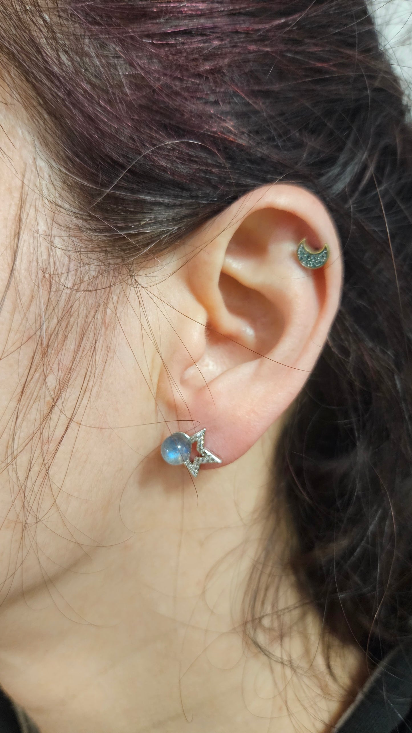 Pendientes estrella y Labradorita en Plata de Ley
