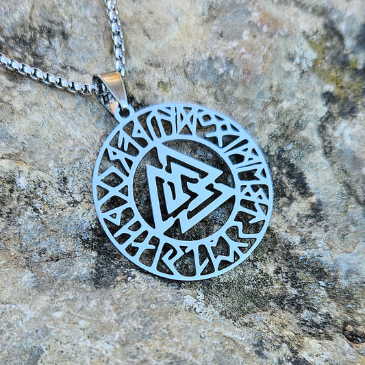 Colgante Vikingo Valknut con Runas